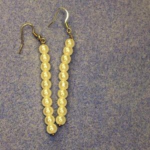 White purl earrings good quality dangle